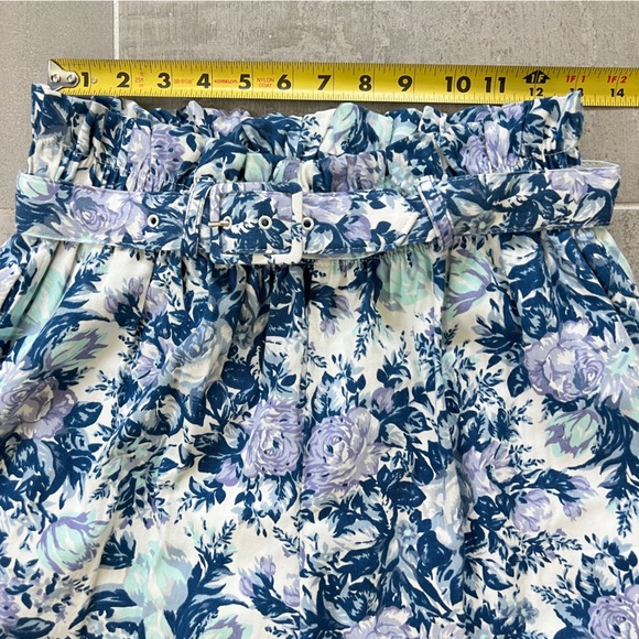 Vintage paper bag pants with high waist floral print, size large - Picture 11 of 16